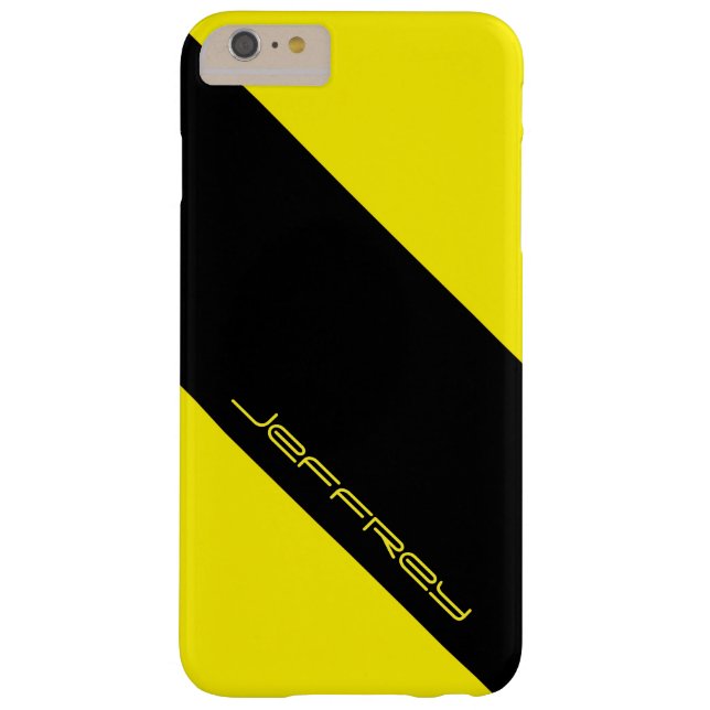 Modern Yellow & Black Classy, Minimalist, Name Case-Mate iPhone Case (Back)