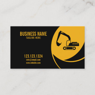 Modern Yellow & Black Excavator Construction Business Card