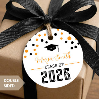 Modern Yellow Black Graduation Favour Tags