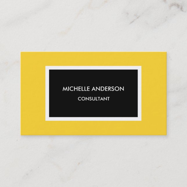 Modern Yellow Black Minimalist Professional Business Card (Front)