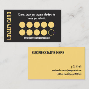 Modern Yellow Black Ten Visits Loyalty Punch Card