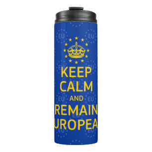 Modern Yellow Blue Keep Calm Crown Europe Art Thermal Tumbler