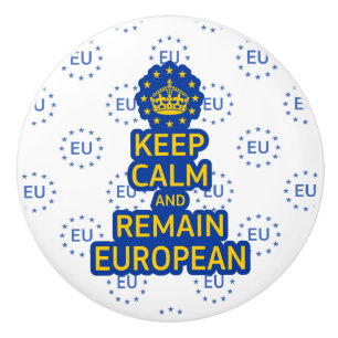 Modern Yellow Blue Keep Calm Crown Europe Vector Ceramic Knob