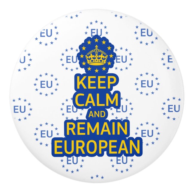 Modern Yellow Blue Keep Calm Crown Europe Vector Ceramic Knob (Front)