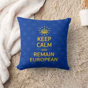 Modern Yellow Blue Keep Calm Crown Europe Vector Cushion