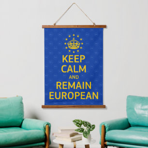 Modern Yellow Blue Keep Calm Crown Europe Vector Hanging Tapestry