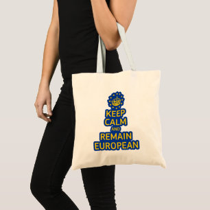 Modern Yellow Blue Keep Calm Crown Europe Vector Tote Bag