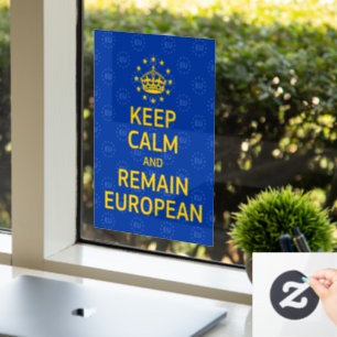 Modern Yellow Blue Keep Calm Crown Europe Vector Window Cling