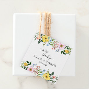 Modern Yellow Blue Pink Spring Floral Wedding Favour Tags