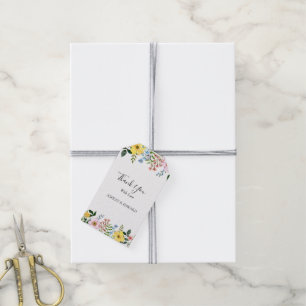 Modern Yellow Blue Pink Spring Floral Wedding Gift Tags