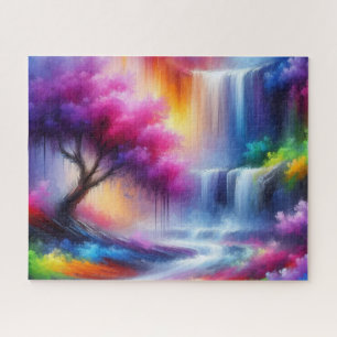 Modern Yellow Blue Red AI Generated Landscape Jigsaw Puzzle