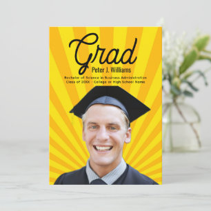 Modern Yellow Boy Personalised Photo Graduation Announcement