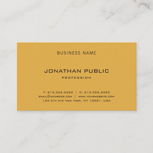 Modern Yellow Brown Minimalist Template Elegant Business Card (Front)