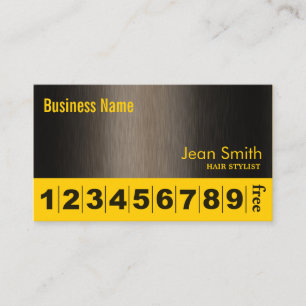 Modern Yellow Brunet Hair Salon Loyalty Card