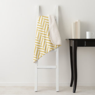 Modern Yellow Chevron Herringbone Pattern Sherpa Blanket