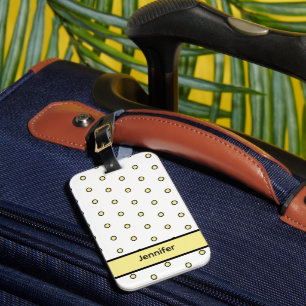 Modern Yellow Circle Dot Pattern Personalise Luggage Tag