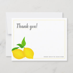 Modern Yellow Citrus Lemons White Thank You Card