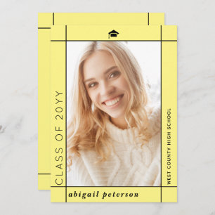Modern yellow Class of 2025 graduation photo Announcement