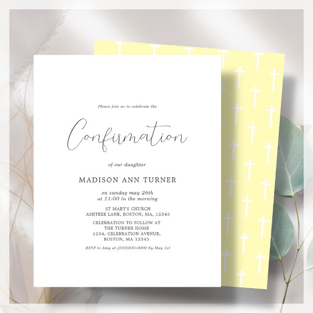 Modern Yellow | Confirmation Budget Invitation (Creator Uploaded)