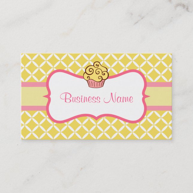 Modern Yellow Cupcake Business Card (Front)