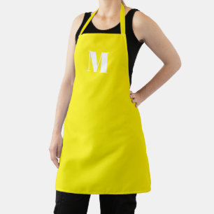 Modern yellow custom monogram initial letter apron