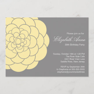Modern Yellow Dahlia Bloom Birthday Party Invitation