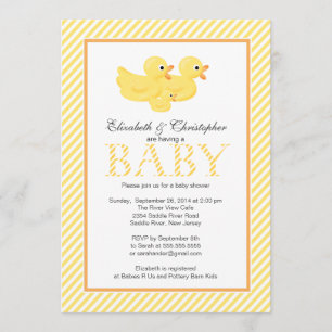 Modern Yellow Ducks Couple Baby Shower Invitation