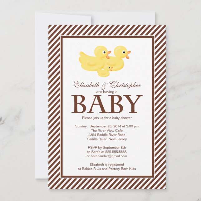 Modern Yellow Ducks Couple Baby Shower Invitation (Front)