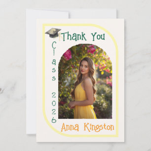 Modern Yellow Elegant  Graduation Thank You Card