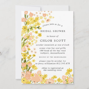 Modern Yellow Fall Floral Bridal Shower Invitation
