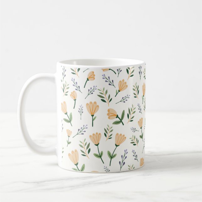 Modern Yellow Floral Coffee Mug (Left)