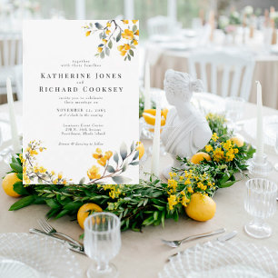 Modern Yellow Floral No Parents Wedding II Invitation