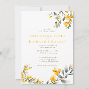 Modern Yellow Floral No Parents Wedding Invitation