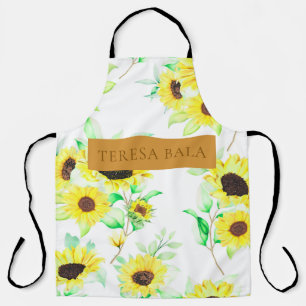 Modern Yellow Floral Personalised Rustic Design Apron