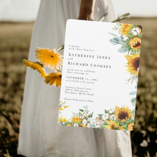 Modern Yellow Floral Sunflowers No Parents Wedding Invitation
