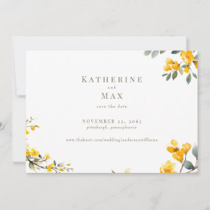 Modern Yellow Floral Wedding Save the Date Invitation