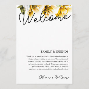 Modern Yellow Floral Wedding Weekend Itinerary Programme