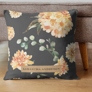 Modern Yellow Flowers & Kraft Personalised Gift Cushion