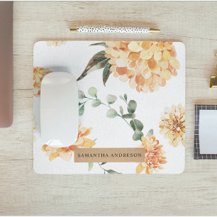 Modern Yellow Flowers & Kraft Personalised Gift Mouse Mat