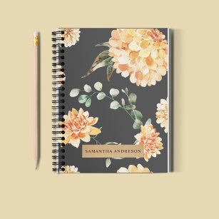 Modern Yellow Flowers & Kraft Personalised Gift Notebook