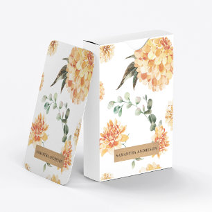 Modern Yellow Flowers & Kraft Personalised Gift Playing Cards