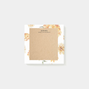 Modern Yellow Flowers & Kraft Personalised Gift Post-it Notes