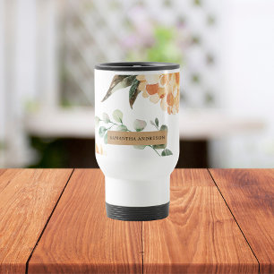 Modern Yellow Flowers & Kraft Personalised Gift Travel Mug
