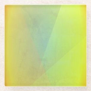 Modern Yellow Geometric Gradation Glass Coaster