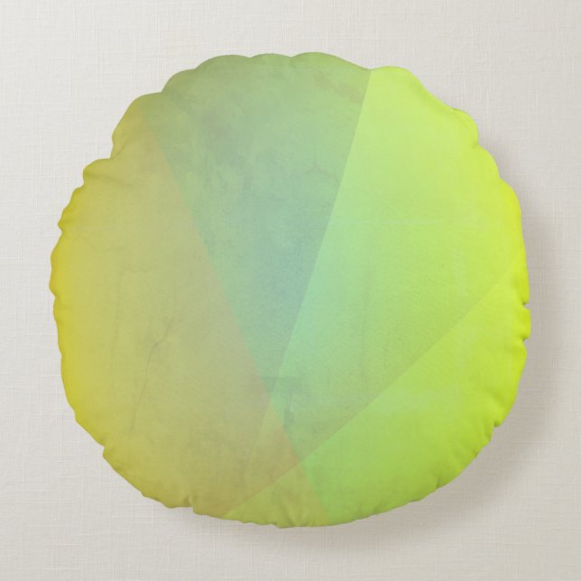 Modern Yellow Geometric Gradation Round Cushion (Front)