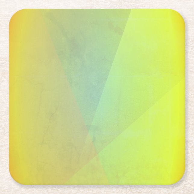 Modern Yellow Geometric Gradation Square Paper Coaster (Front)
