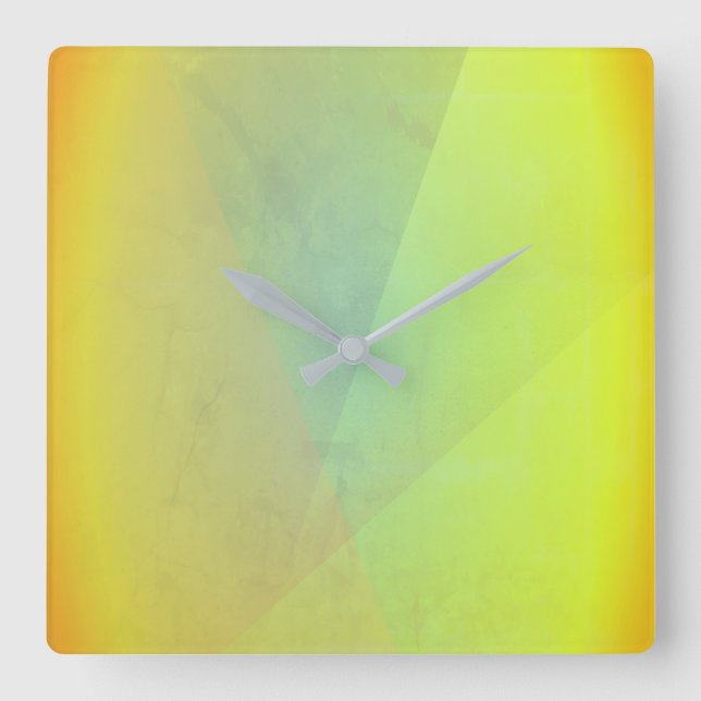 Modern Yellow Geometric Gradation Square Wall Clock (Front)