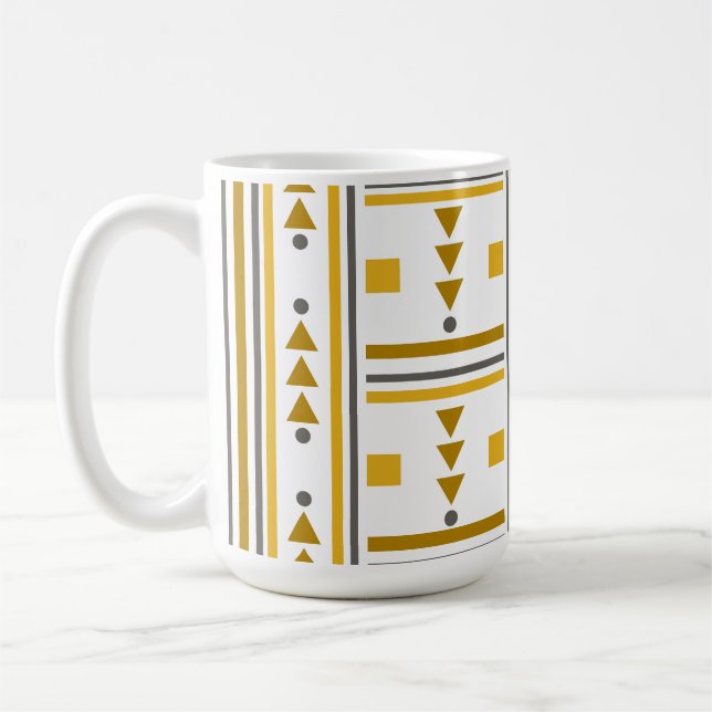 Modern Yellow Geometric Patterned Mug (Left)