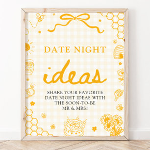 Modern Yellow Gingham Honey Bee Date Night Ideas Poster