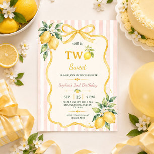Modern Yellow Girls Our Main Squeeze 2nd Birthday Invitation